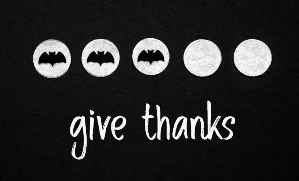 Fundo Halloween Preto Com Pontos Brancos Com Morcegos Texto Dar — Fotografia de Stock