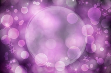 Parlak Bokeh ile Mor ve Beyaz Noel Arkaplanı ve Boşluğu Kopyala