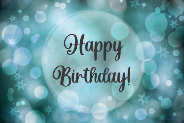 Blue Christmas Background Blurry Bokeh Festive Background Text Happy Birthday — Stock Photo, Image