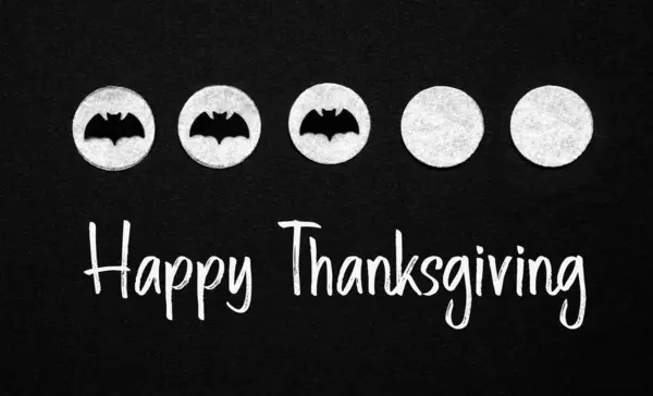 Fundo Halloween Preto Com Pontos Brancos Com Morcegos Texto Feliz — Fotografia de Stock