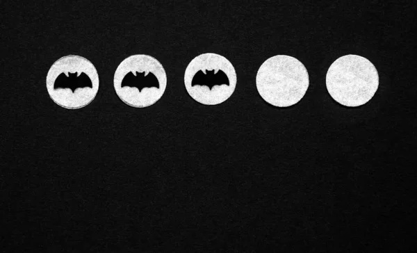 Black Halloween Background White Dots Bats Copyspace — Stock Photo, Image