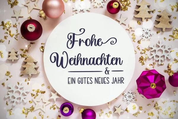 Purple Christmas Decoration Bokeh Effect Εορταστική Διακοπές Φόντο Γερμανικό Κείμενο — Φωτογραφία Αρχείου