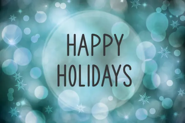 Blue Christmas Background Blurry Bokeh Festive Background Text Happy Holidays — Stock Photo, Image