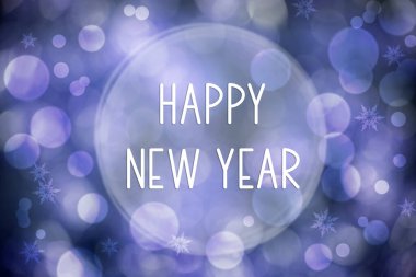 Mor, ışıl ışıl, parlak Noel arkaplanı Mutlu Yıllar mesajı ile