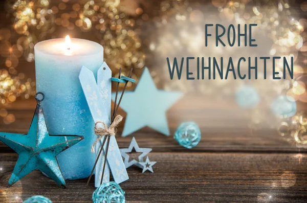 Γερμανικά Κείμενο Frohe Weihnachten Μέσα Καλά Χριστούγεννα Στα Αγγλικά Κερί — Φωτογραφία Αρχείου