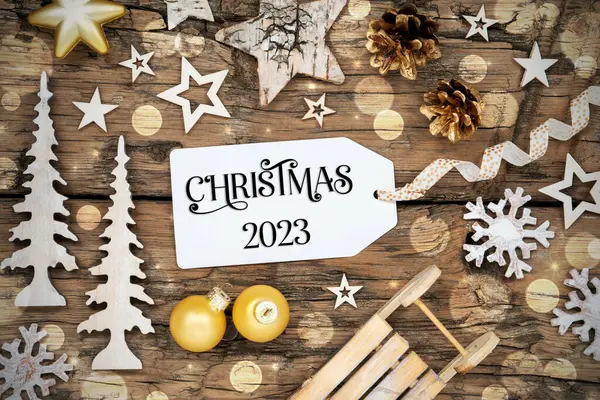 Kırsal Tahta Bokeh Noel Arkaplanı, Etiketli Kış Dekorasyonu Yazılı Noel 2023