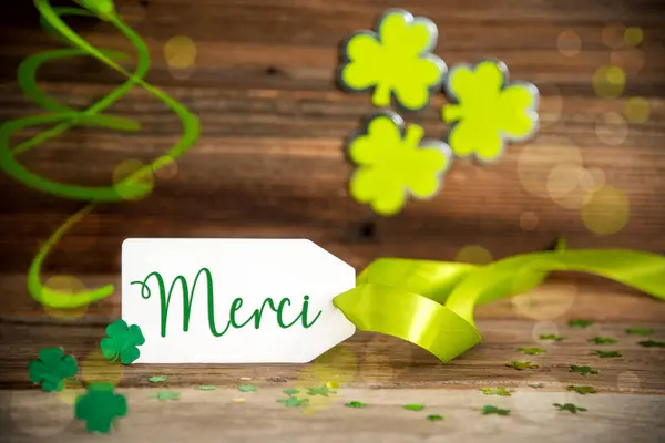 White Label French Text Merci Means Thank You Saint Patricks Royalty Free Stock Images