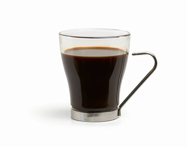 Närbild Bild Färsk Kopp Kaffe Vit Bakgrund — Stockfoto