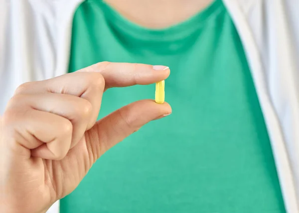 Shot Unrecognizable Young Woman Hand Showing Capsule — Stock Photo, Image