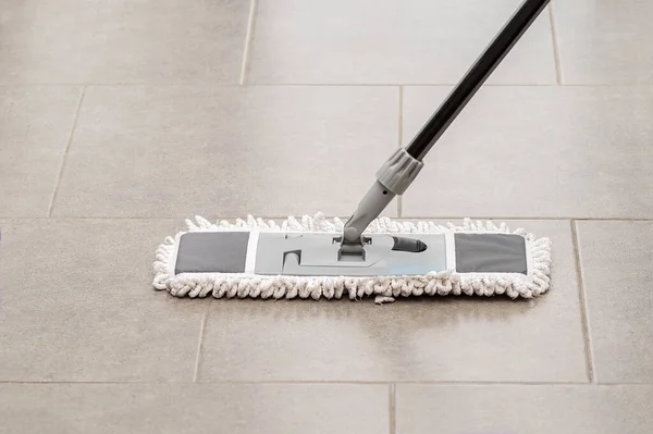 Cleaning Gear Mopping Living Room Floor Tile — Stock Photo, Image