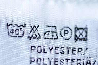 Closeup of a clothing label with laundry care instructions clipart