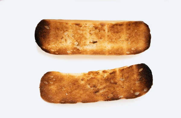 Twee Verbrande Sneetjes Brood — Stockfoto