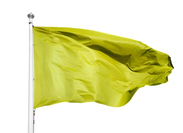 Beyaz Arkaplanı Olan Sarı Bayrağı Kapat Boşluğu Kopyala — Stok fotoğraf