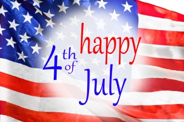 Amerika Birleşik Devletleri bayrak renkleri ve yazı ile Bağımsızlık Gününüz kutlu olsun. 4 Temmuz kutlu olsun.