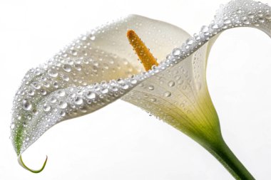 Bir Clematis Vitalba çiçeğinin büyüleyici yakın plan fotoğrafı narin güzelliğini gözler önüne seriyor. Çiçek, parlak su damlacıklarıyla kaplı ince pembe çizgili beyaz yapraklara sahiptir.. 