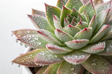 Bir Clematis Vitalba çiçeğinin büyüleyici yakın plan fotoğrafı narin güzelliğini gözler önüne seriyor. Çiçek, parlak su damlacıklarıyla kaplı ince pembe çizgili beyaz yapraklara sahiptir.. 