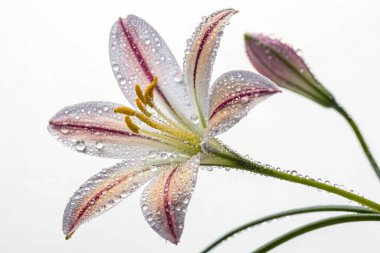 Su damlacıklarıyla kaplı bir saguaro kaktüsünün (Carnegiea dev çayı) yakın plan makro çekimi. Görüntü, kaktüs derisinin dokusunu, sivri dikenlerini ve yüzeye yapışan parlak su damlacıklarını vurgular.. 