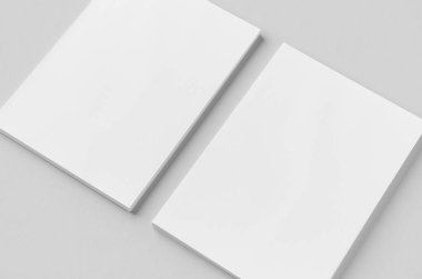 Özgeçmiş, özgeçmiş, antet, fatura modeli. Gri arkaplandaki A4 kağıtları yığını.