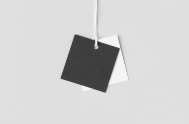 Siyah ve beyaz kare elbise etiketi, hediye etiketi modeli.