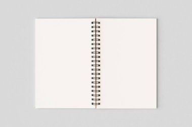 Blank white inside of a kraft spiral notebook mockup. clipart