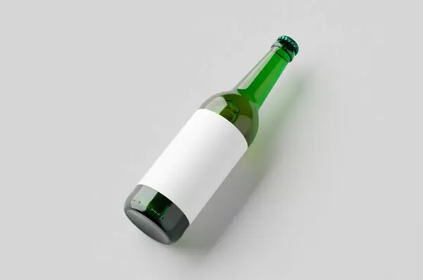 stock image Green longneck beer bottle mockup with blank label.