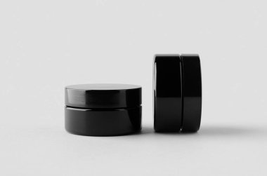 Siyah cam krem kavanoz ambalaj modeli.