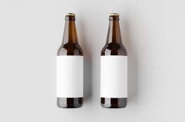 Amber beer bottle mockup with a blank label. clipart