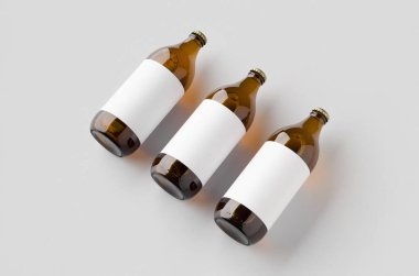 Boş etiketli bira şişesi maketi.