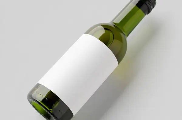 stock image Small white wine bottle mockup. Bordeaux shape. Closeup.