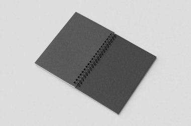 Siyah spiral defter modeli, dışarıda..