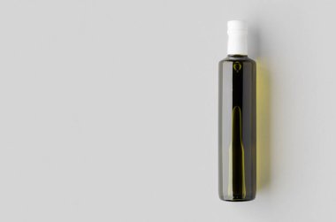 Zeytin, ayçiçeği, susam yağı şişesi maketi, kopyalanmış uzay.