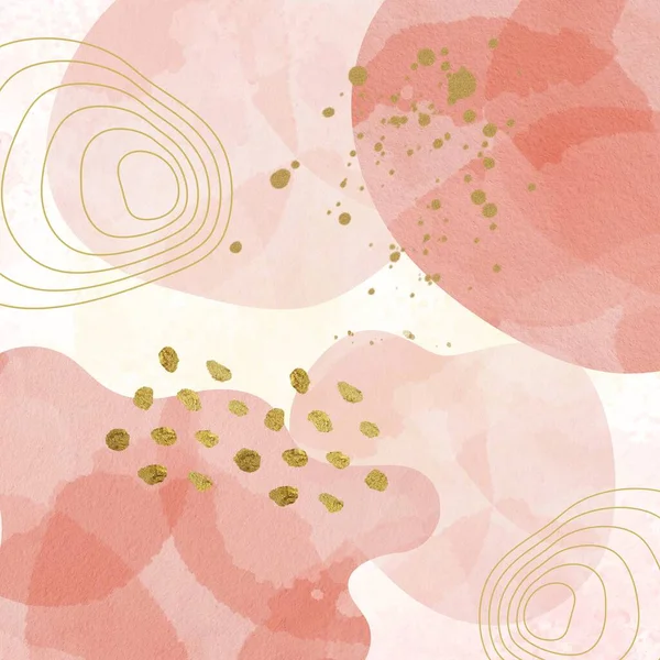 Rouge Rosa Und Goldene Abstracts Mit Populären Boho Elementen Hintergrund Stockfoto