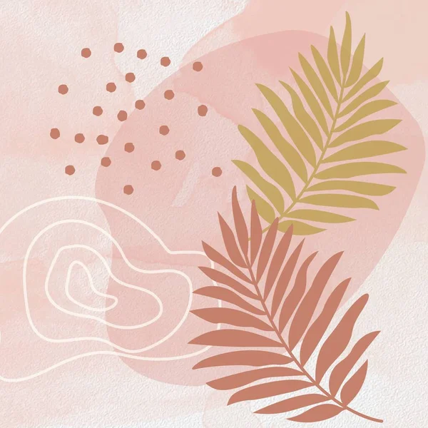 Blush Розовый Золотой Абстракции Популярными Элементами Boho Фона Стена Природы Стоковое Изображение
