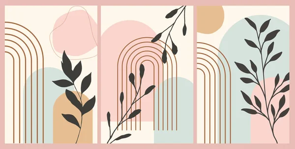 Boho Pastels Elements Abstract Set Art Print Botanical Wall Art — Stock Photo, Image