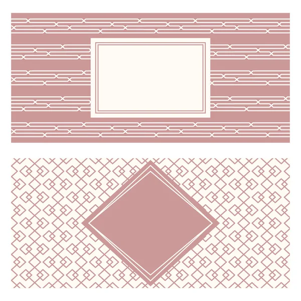 Two Banner Templates Patterned Abstract Geometric Background Framed Label Two — Stockvektor