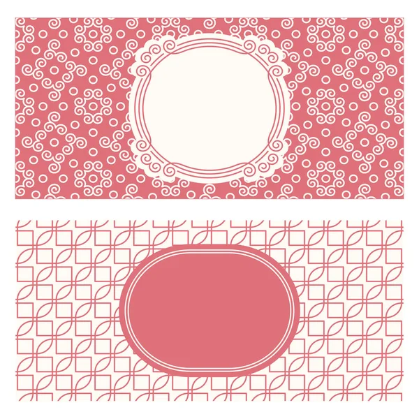 Two Banner Templates Patterned Abstract Geometric Background Framed Label Two — Stock Vector