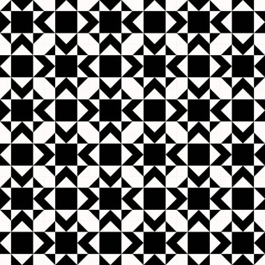 Siyah ve beyaz soyut geometrik yorgan desen. Yüksek karşıtlık geometrik arka plan üçgenler ile. Basit renkler - görüntü elde etmek kolay. En az arka plan. Vektör çizim.