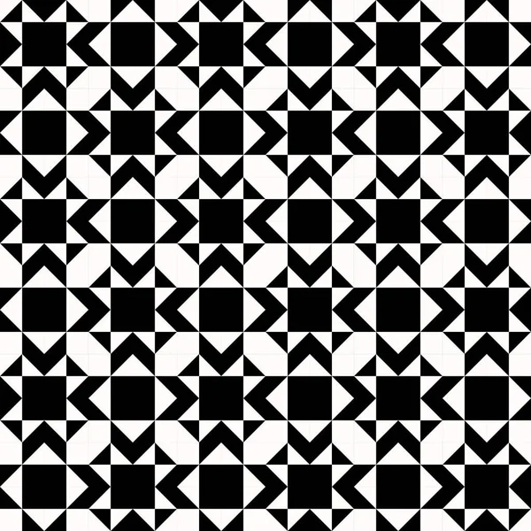 黒と白の幾何学的抽象のキルト パターン コントラストの高い三角形の幾何学的な背景 単純な色 色を変更する簡単です 最小限の背景 ベクトル図 — ストックベクタ