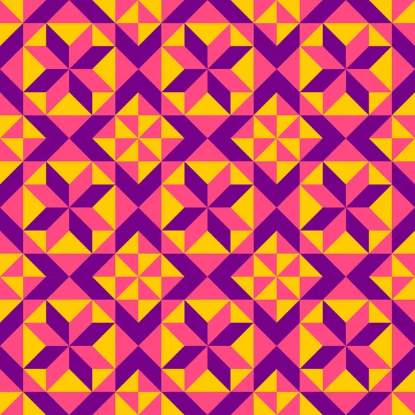 デュベットキルティングから着想を得た抽象幾何学模様 鮮やかな色の抽象的な背景 シンプルな色 簡単に色を変更できます シームレスなベクトルパターン キルトブロックテンプレート 床セラミックタイル — ストックベクタ