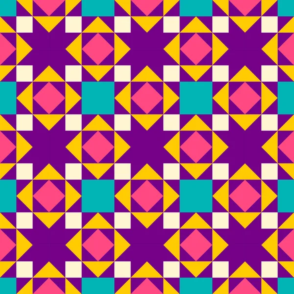 Patrón Geométrico Abstracto Inspirado Edredón Acolchado Fondo Abstracto Brillante Colores — Archivo Imágenes Vectoriales