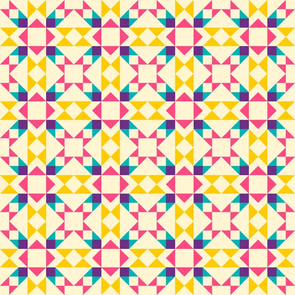 Abstraktes Geometrisches Muster Inspiriert Von Bettdecken Lebendige Farbige Helle Abstrakte — Stockvektor