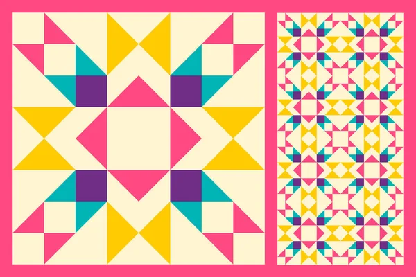 Conjunto Baldosas Cerámica Piso Con Dibujos Patrón Geométrico Abstracto Inspirado — Archivo Imágenes Vectoriales