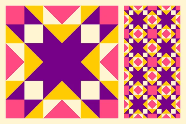 Set Van Keramische Vloertegels Met Patroon Abstract Geometrisch Patroon Geïnspireerd — Stockvector