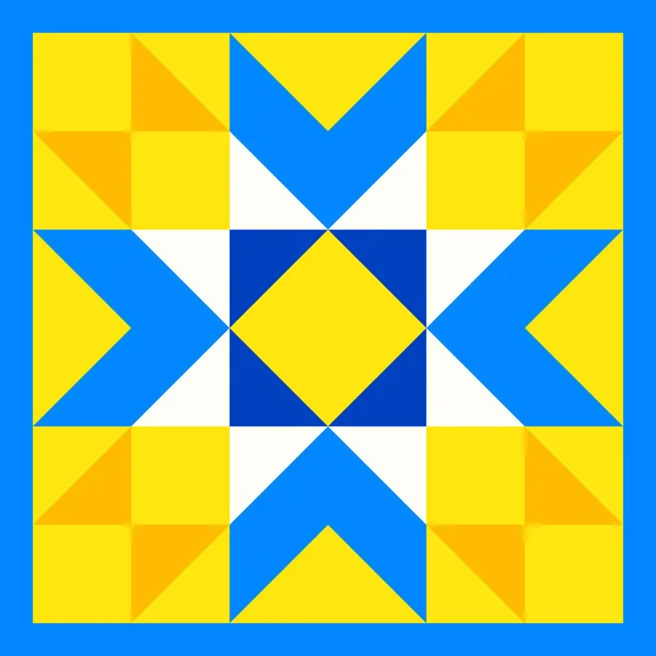 Patrón Estrella Geométrica Inspirada Edredón Acolchado Patchwork Fondo Abstracto Amarillo — Archivo Imágenes Vectoriales