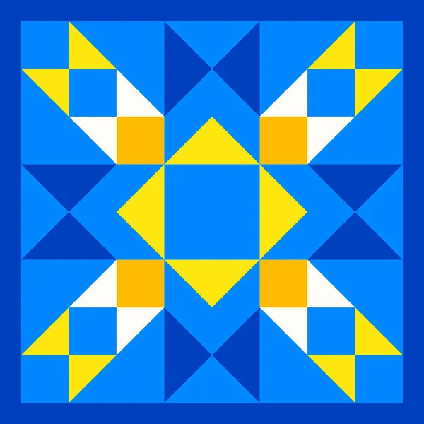 Patrón Estrella Geométrica Inspirada Edredón Acolchado Patchwork Fondo Abstracto Amarillo — Vector de stock