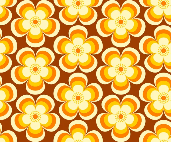 Retro Flower Mid Century Modern Flowers Orange Yellow Brown Colors — стоковый вектор