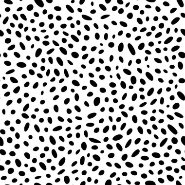 Soyut düzensiz fırça noktaları, soyut vahşi hayvan derisi izi, kusursuz vektör deseni, basit düzensiz geometrik tasarım çizimi, organik şekiller deseni