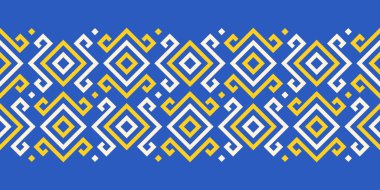 Tekrarlanan kusursuz sınır deseni, Ukrayna geleneksel nakışı vyshyvanka tasarımı, vektör illüstrasyonu, düz stil