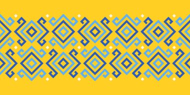 Tekrarlanan kusursuz sınır deseni, Ukrayna geleneksel nakışı vyshyvanka tasarımı, vektör illüstrasyonu, düz stil