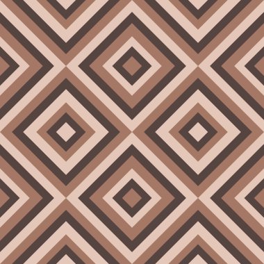Soyut geometrik arkaplan, geometri eşkenar dörtgenler elmas şekiller, karelerden oluşan kusursuz tekrarlayan vektör deseni, kahverengi renkler